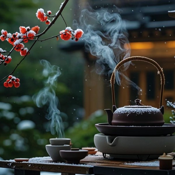 初雪带寒  听国风民乐 围炉煮茶